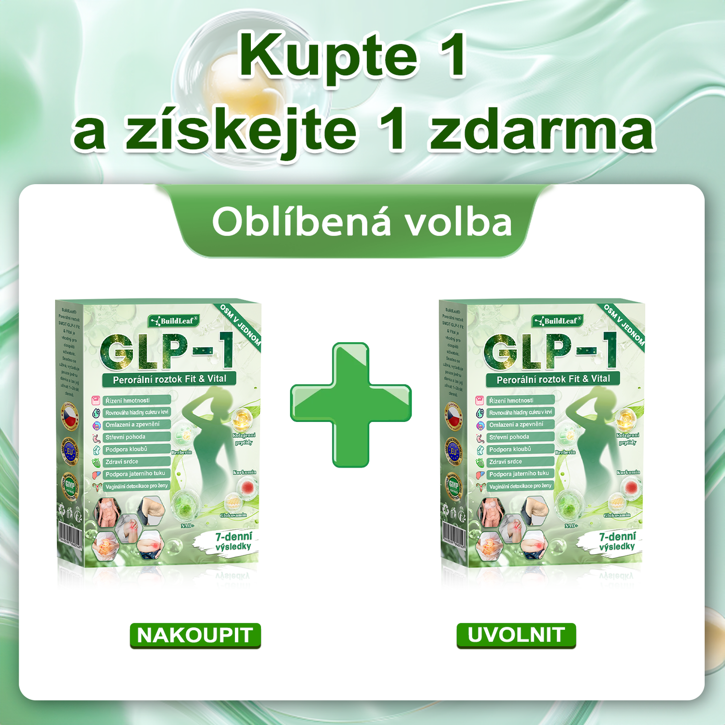 🎁Oficiální obchod ČR | BuildLeaf® GLP-1 8-v-1 Fit & Vital Řešení (Jednou denně, viditelné změny za 7 dní) ✅ Obezita, kardiovaskulární zdraví, cukrovka, spánková apnoe, zdraví střev, problémy se klouby a další