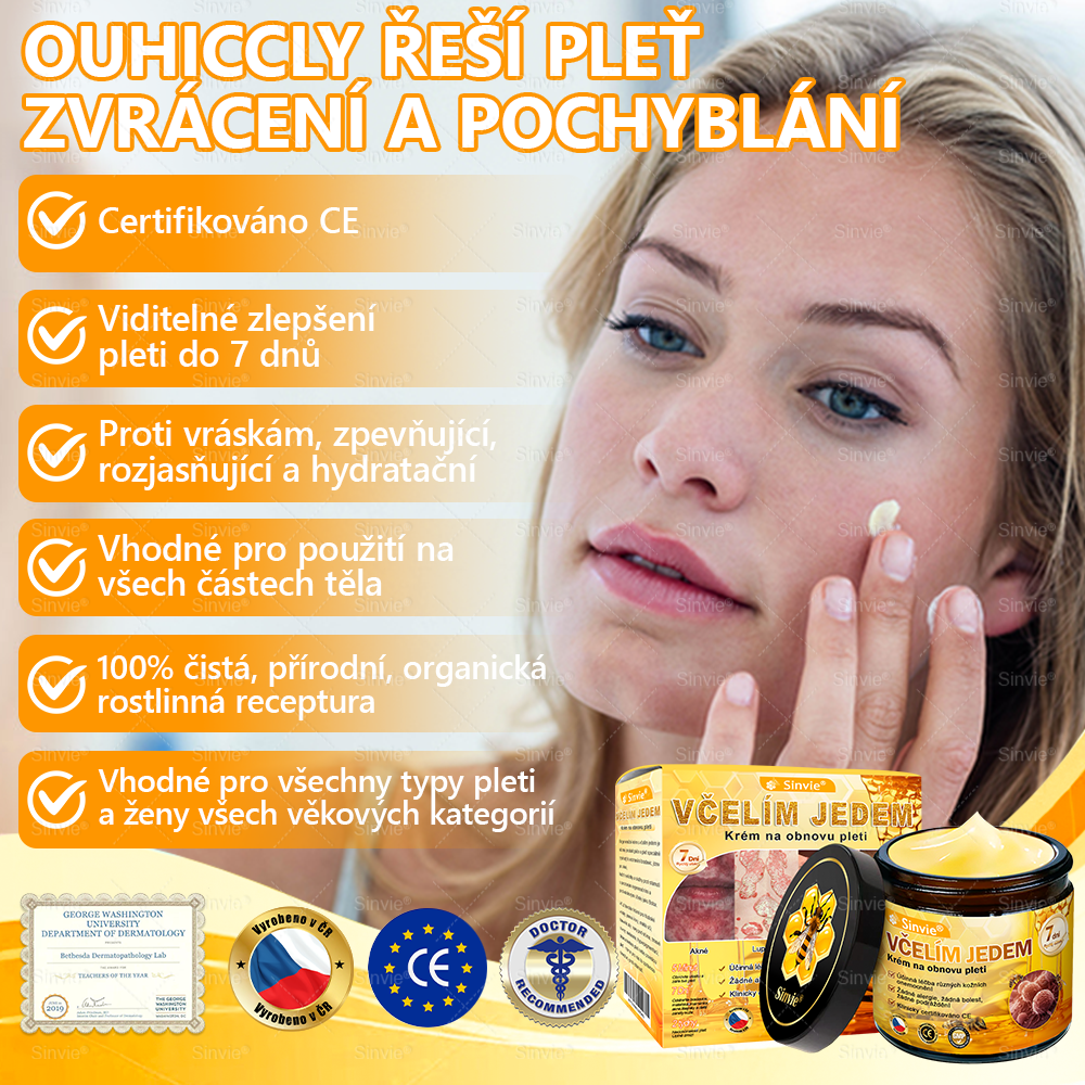 🧑‍⚕️Doporučení dermatologa 🐝 Sinvie® Krém na obnovu pleti s včelím jedem 🔥 Proti vráskám, pigmentovým skvrnám a ochablé pokožce – 50 ml
